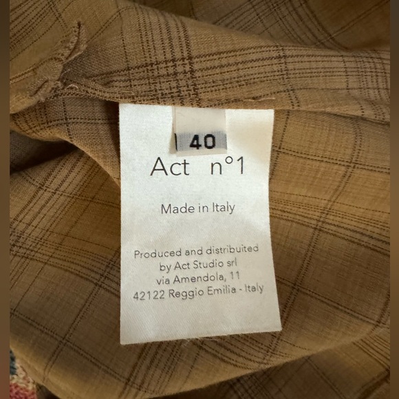 Act N°1 Plaid asymmetric combination mixed media mini dress. Made in Italy. - Picture 6 of 7